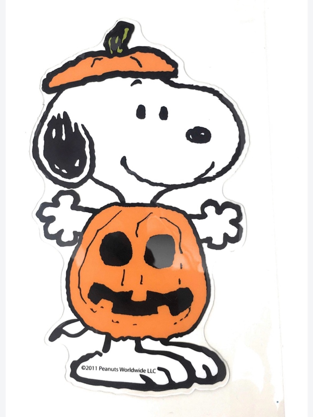 Peanuts Spooky Jelz Snoopy Dressed As Pumpkin Halloween Gel Window Cling